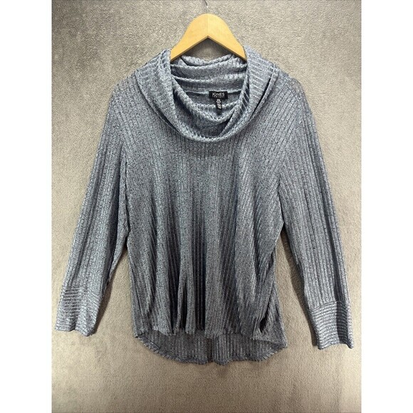 EUC‎ Jones New York Blue Vertical Stripe Knit Turtleneck Tunic size XL - Picture 1 of 9